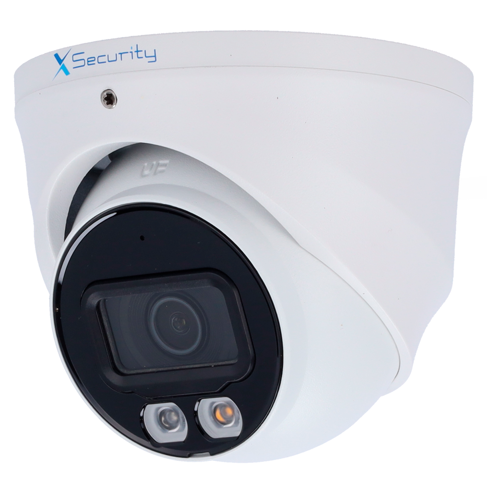(XS-IPT981A-6P-DL-WIZ) X-Security Cámara IP Turret  - 6 Megapíxel (3288x1850) - Lente 2.8mm |  - WDR 120 dB | Dual Light alcance 30 m - WizSense, con clasificación de humano y vehículo - MicroSD | IP67 | PoE | SMD Plus