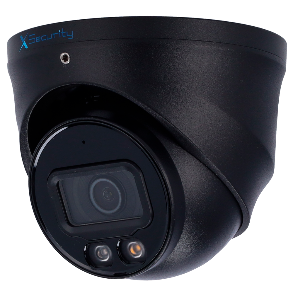 (XS-IPT981A-6P-DL-WIZ-BLACK) X-Security Cámara IP Turret  - 6 Megapíxel (3288x1850) - Lente 2.8mm |  - WDR 120 dB | Dual Light alcance 30 m - WizSense, con clasificación de humano y vehículo - MicroSD | IP67 | PoE | SMD Plus