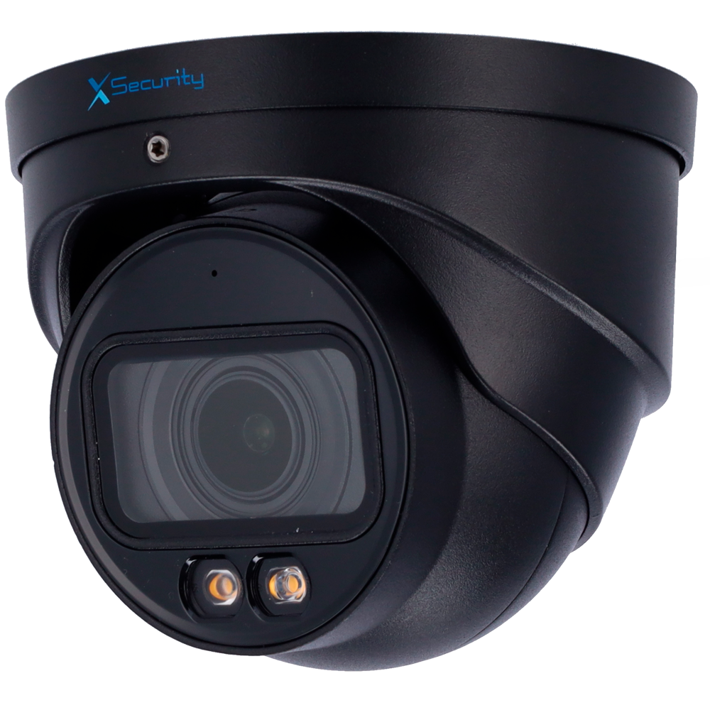 (XS-IPT990ZA-8P-DL-WIZ-BLACK) X-Security Cámara IP Turret  - 8 Megapíxel (3840x2160) - Lente Motorizada 2.7~13.5 mm - WDR 120dB | Dual Light alcance 40 m - WizSense, con clasificación de humano y vehículo - MicroSD | IP67 | PoE | SMD Plus