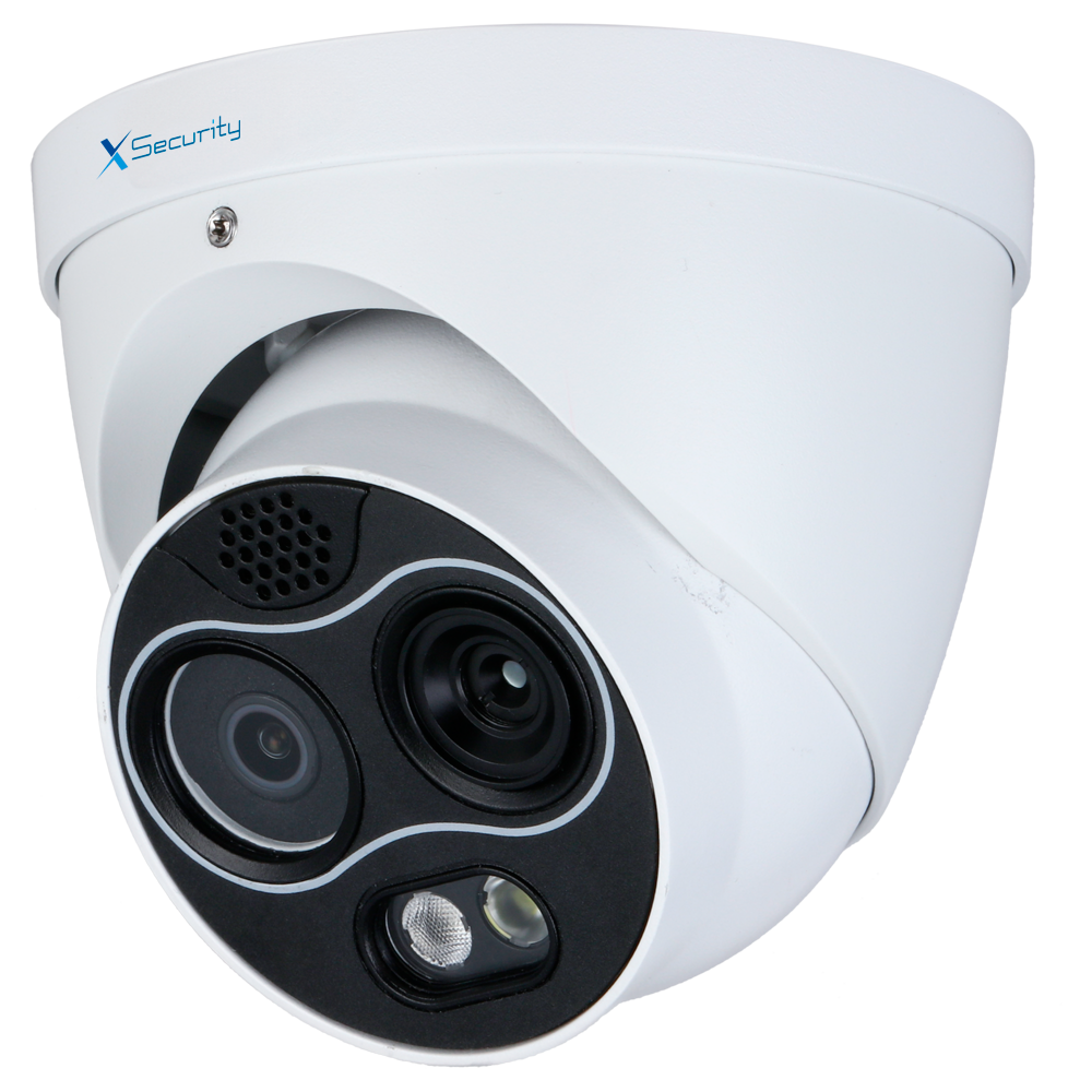 (XS-IPTT256A-2D4-WIZ) Cámara térmica Turret Dual IP X-Security - 256x192 VOx | Lente 2 mm | Sensibilidad ≤ 40mK - Sensor óptico 1/2.7” 4 Mpx | Lente 2 mm - WizSense, con clasificación de humano y vehículo - Detección de humo y calor - Audio | Alarmas | MicroSD | PoE