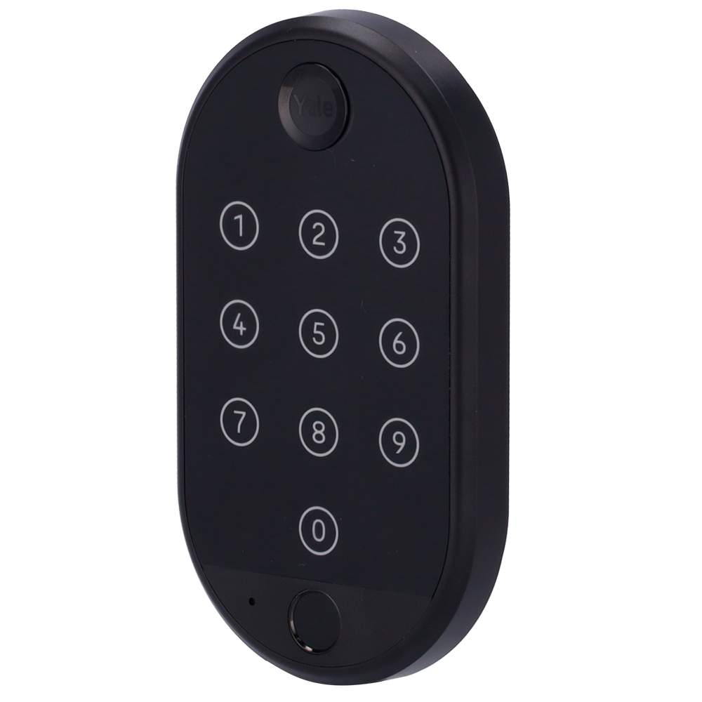 (YALE-SMARTKEYPAD2-FINGERPRINT) Accessoire clavier - Communication Bluetooth - Ouverture et fermeture par code PIN ou empreinte digitale - Codes à usage unique ou temporaires - Alimenté par quatre piles AAA - Compatible avec YALE-LINUS-L2