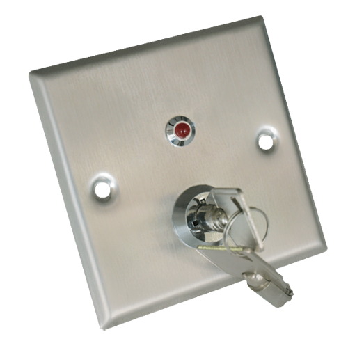 (YKS-850LS) Interrupteur à clé - Indicateur LED - Testé 500.000 Utilisations - NO/NF/COM/TAMP/LED | Encastré ou en surface - Dimensions 86 (H) x 86 (L) x 20 (P) mm - Fabriqué en acier inoxidable