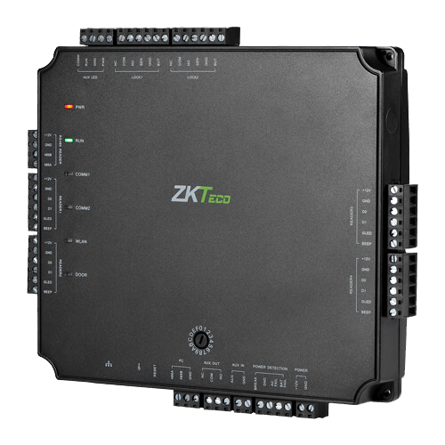 (ZK-ATLAS-200) Contrôleur d'accès PoE - Accès par carte ou mot de passe - TCP/IP | Connexion avec contrôleur secondaire - 4 lecteurs par Wiegand | 4 lecteurs par OSDP - Sortie relais pour 2 portes - Logiciel ATLAS Series embarqué et application mobile