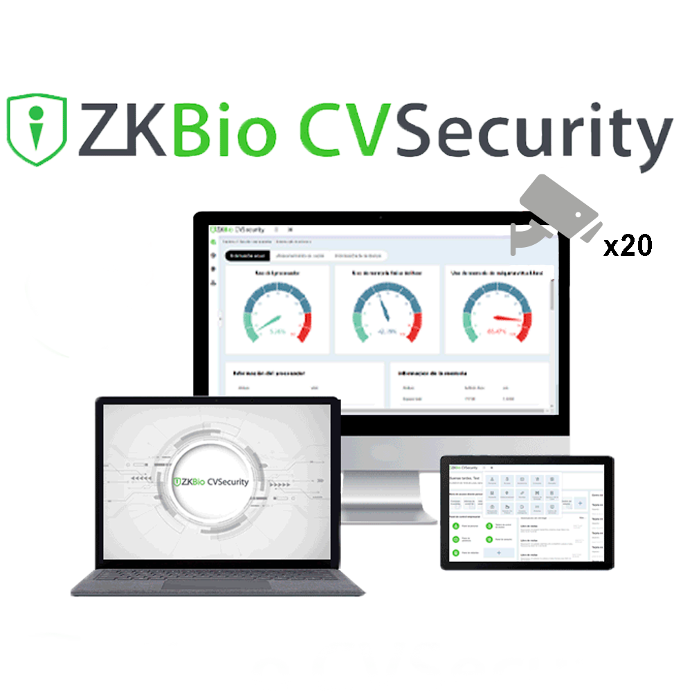 (ZK-SOF-ZKBIOCV-IVS-P20) Licence de logiciel de contrôle d'accès - Module CCTV - 20 canaux ONVIF - Liaisons avec les événements relatifs au contrôle d'accès - Compatible avec Uniview, Safire Smart et Hikvision - Licence d'accès ZK-SOF-BIOCV-x requise