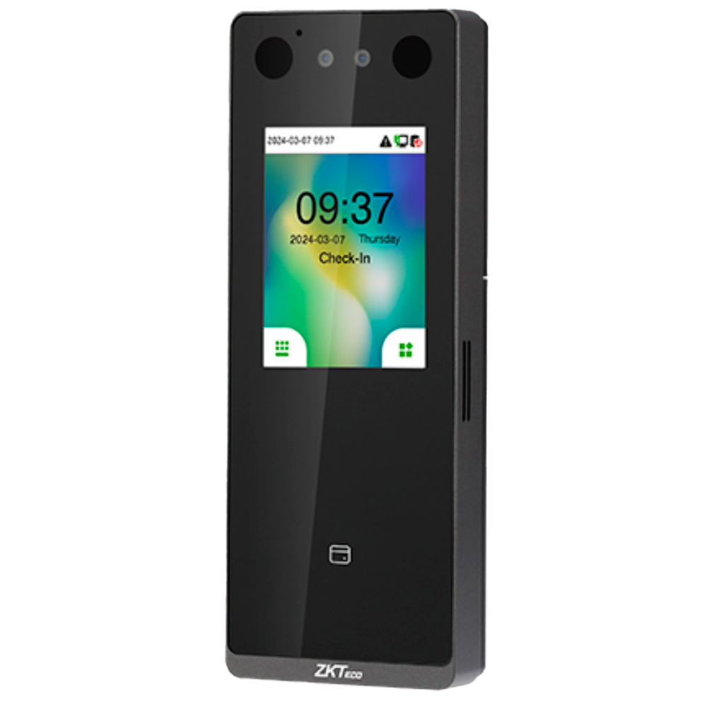 (ZK-TA-M5F-PRO-1) Control de presencia y acceso simple IP65 - Facial, tarjeta EM y PIN - 3.000 caras | 150.000 registros - 2.8" TFT táctil | TCP/IP, USB y relé - Soft. Presencia: GoTime Cloud