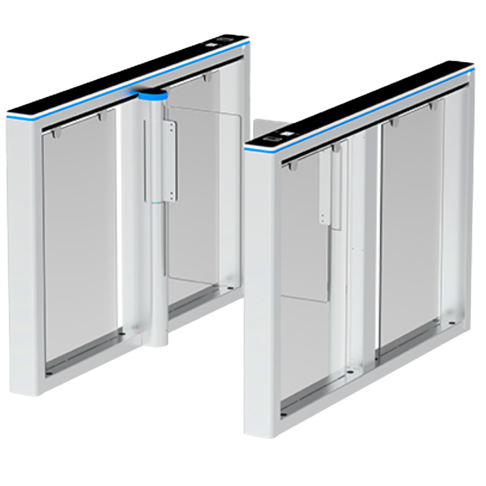 (ZK-TS-COMET-S1000-600) Tourniquet d'accès bidirectionnel - Portillon avec barrière acrylique pliante - Horaires, alarmes et modes d'ouverture - Largeur de passage 660 mm | 5.000.000 cycles - Fabrication en allliage d'aluminium - Compatible avec des systèmes tiers
