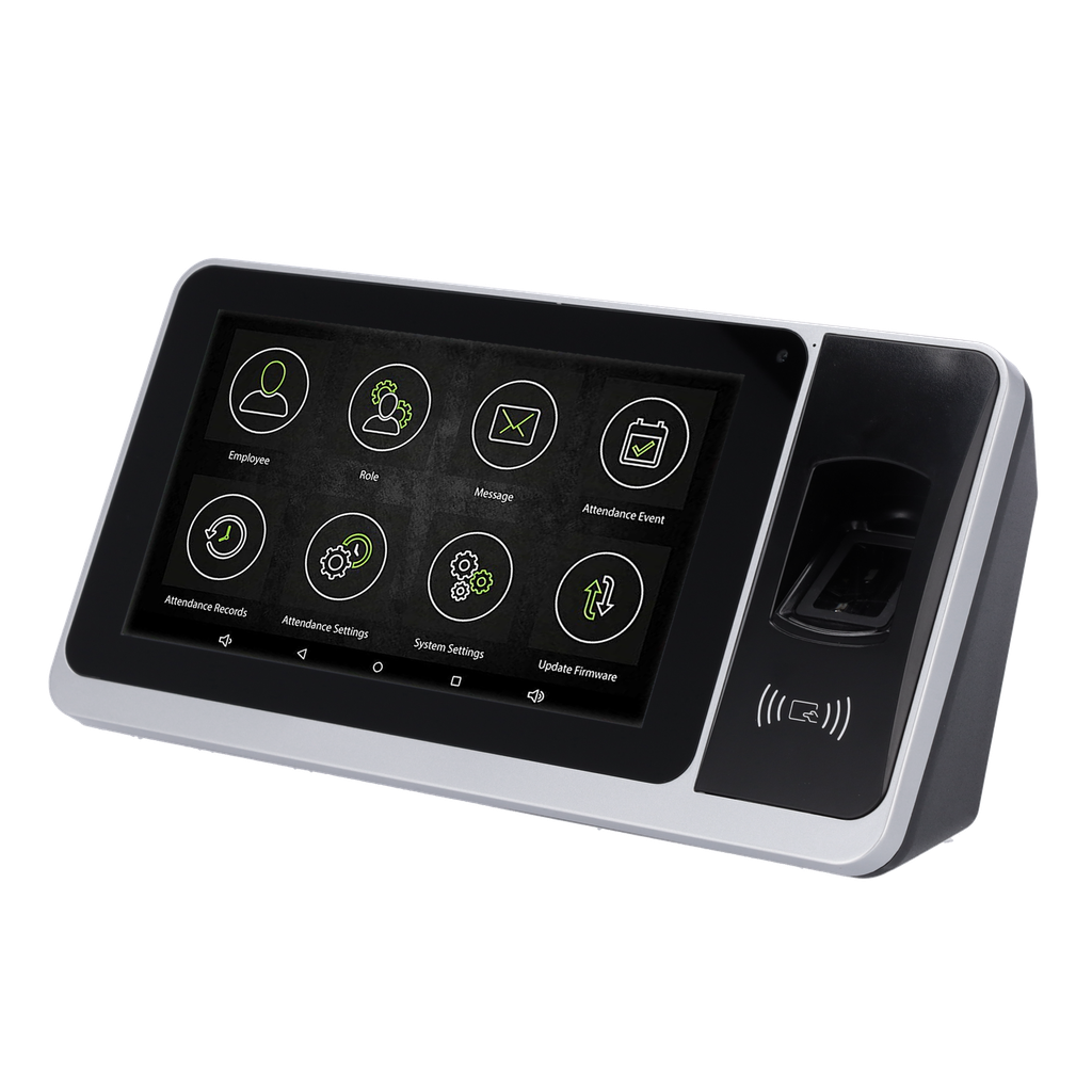 (ZK-ZYNK-ZPAD-PLUS-FP-12-S-4G) Contrôle de présence Android avec caméra - Empreinte digitale, carte EM/MF/DESFire et code PIN - 6.000 empreintes | 200.000 registres - 7" Écran tactile TFT, TCP/IP, Wi-Fi, USB et microSD - Soft. Présence: ZKBioTime 8 et GoTime Cloud - Soft. BioTime Web intégré jusqu'aux utilisateurs 50