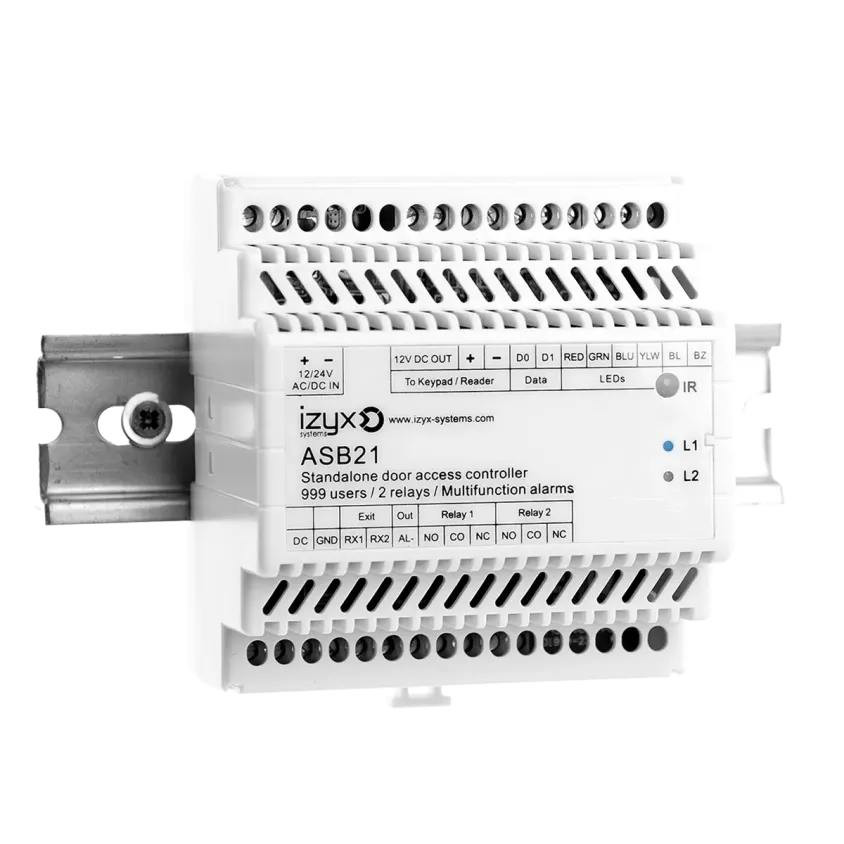 (ASB21) Electronique déportée rail DIN 5M 12/24V AC/DC 999u 2R Compatible W26 IZYX SYST.
