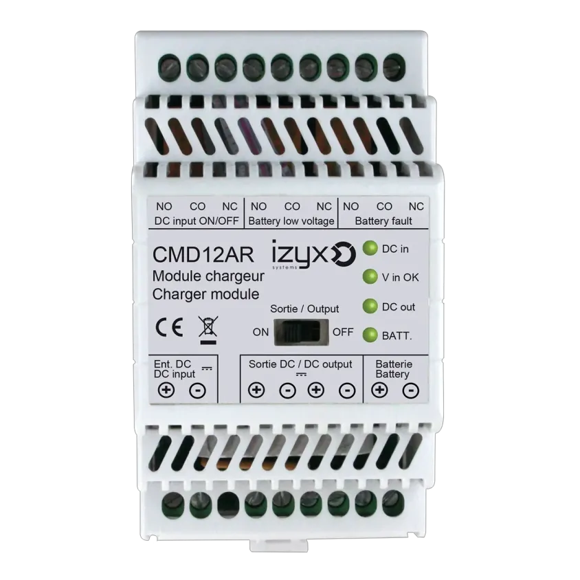 (CMDX12AR) Module chargeur rail DIN 3M + 3 relais défaut pour PSDX 12V (sauf PSDX1201.5)