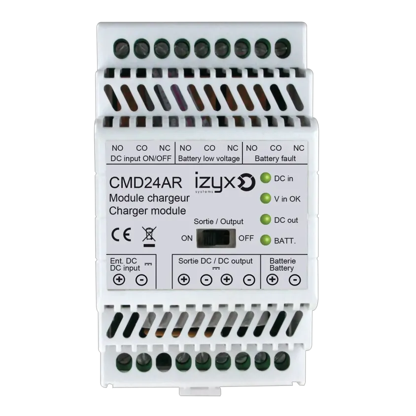 (CMDX24AR) Module chargeur rail DIN 3M + 3 relais défaut pour PSDX 24V (sauf PSDX240.75)