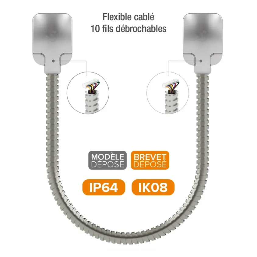 (DLXT60) Passage de câble Ap 60 cm 10 bornes débrochables Gaine acier zingué IP64 IK08