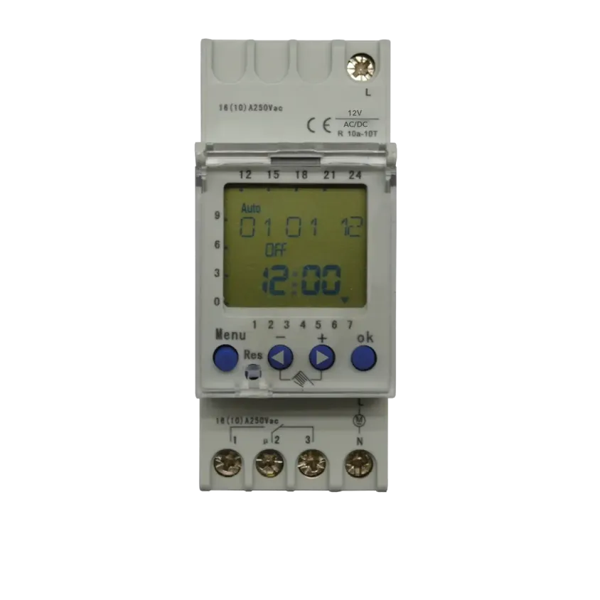 (DTD122) Horloge digitale hebdomataire railDIN 2M 12V AC/DC 2 Contacts inverseurs(58 pas)