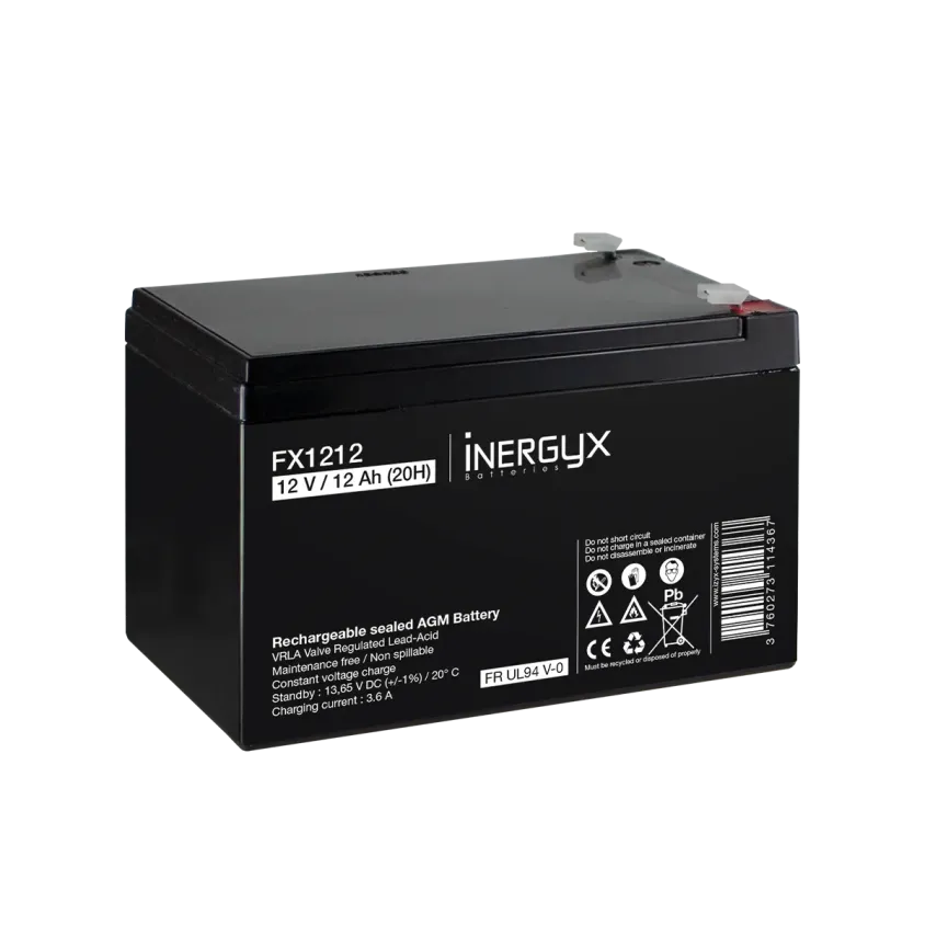 (FX1212) Batterie rechargeable VRLA 12V / 12 Ah - Bac FR UL94 V-0 - 152 x 99 x 96/102 mm