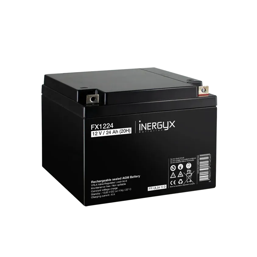 (FX1224) Batterie rechargeable VRLA 12V / 24 Ah - Bac FR UL94 V-0 - 165 x 177 x 126 mm