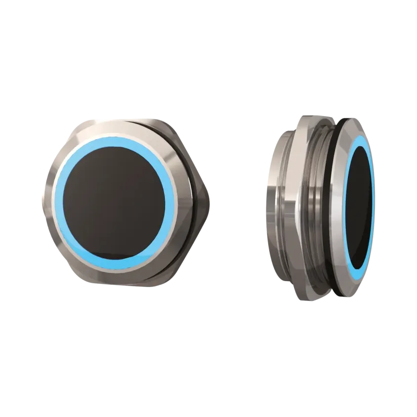 (IRS38) Capteur IR diam. 38 mm 12/24V DC Halo bleu/vert Relais temporisé
