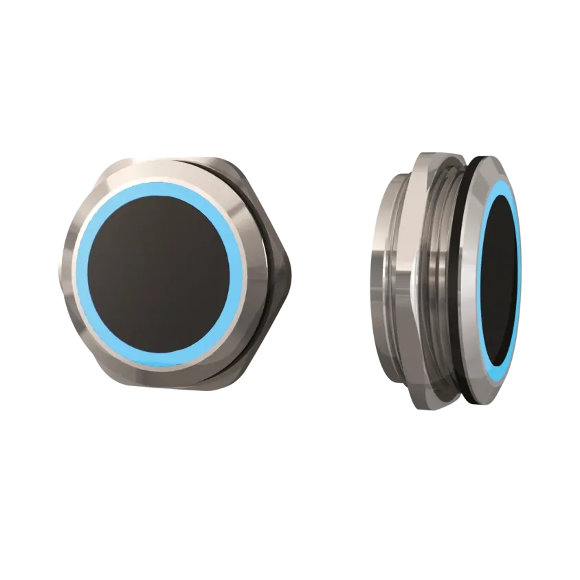 (IRS38B) Capteur IR diam. 38 mm 12/24V DC Halo bleu/vert et buzzer Relais temporisé