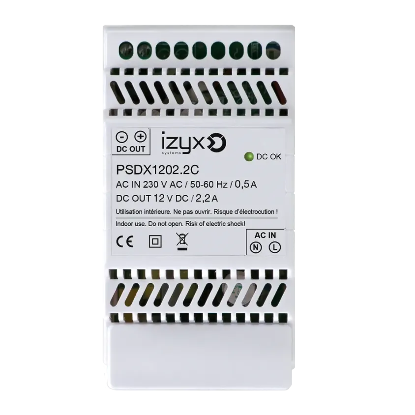 (PSDX1202.2C) Alimentation chargeur rail DIN 3M 230V AC / 12V DC (13,8V) / 2,2A
