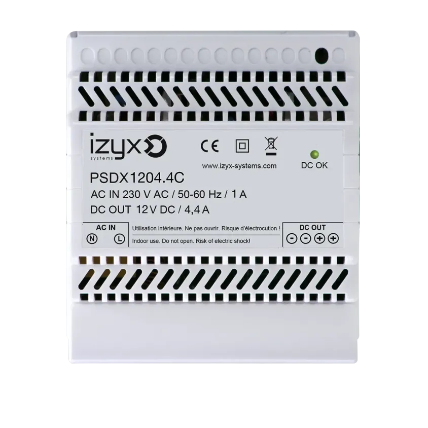 (PSDX1204.4C) Alimentation chargeur rail DIN 5M 230V AC / 12V DC (13,8V) / 4,4A