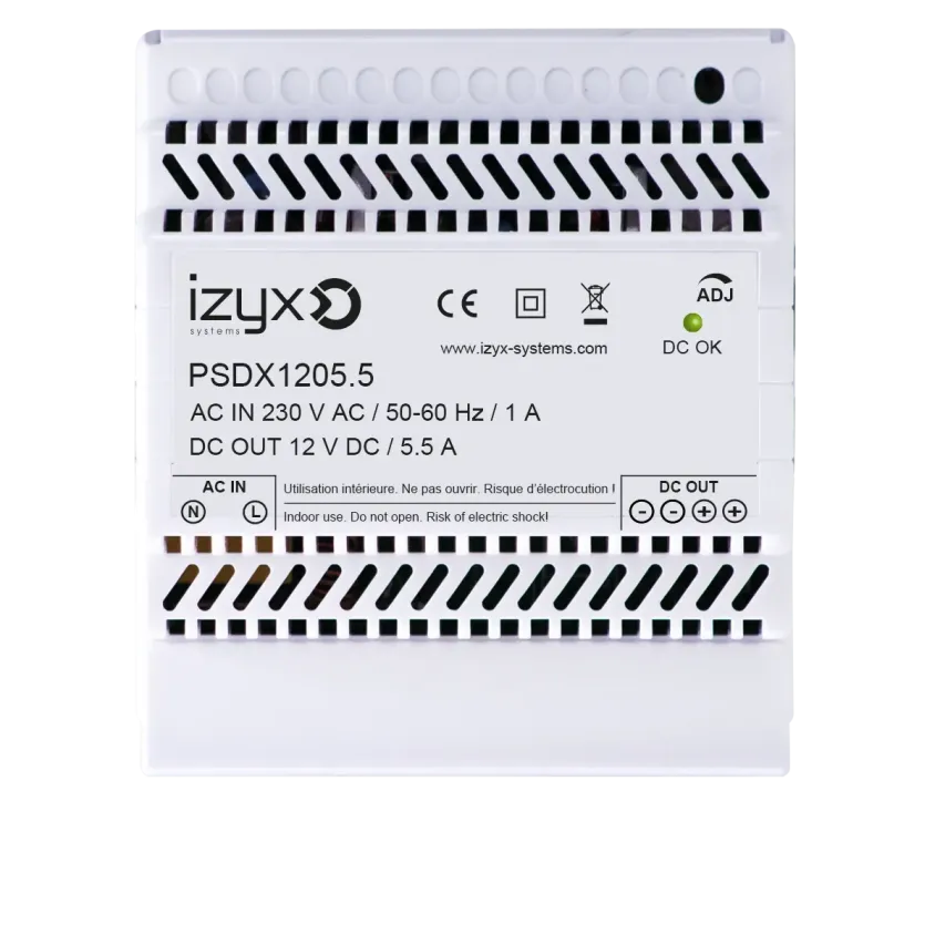 (PSDX1205.5) Alimentation rail DIN 5M 230V AC / 12V DC (12-14V) / 5,5A