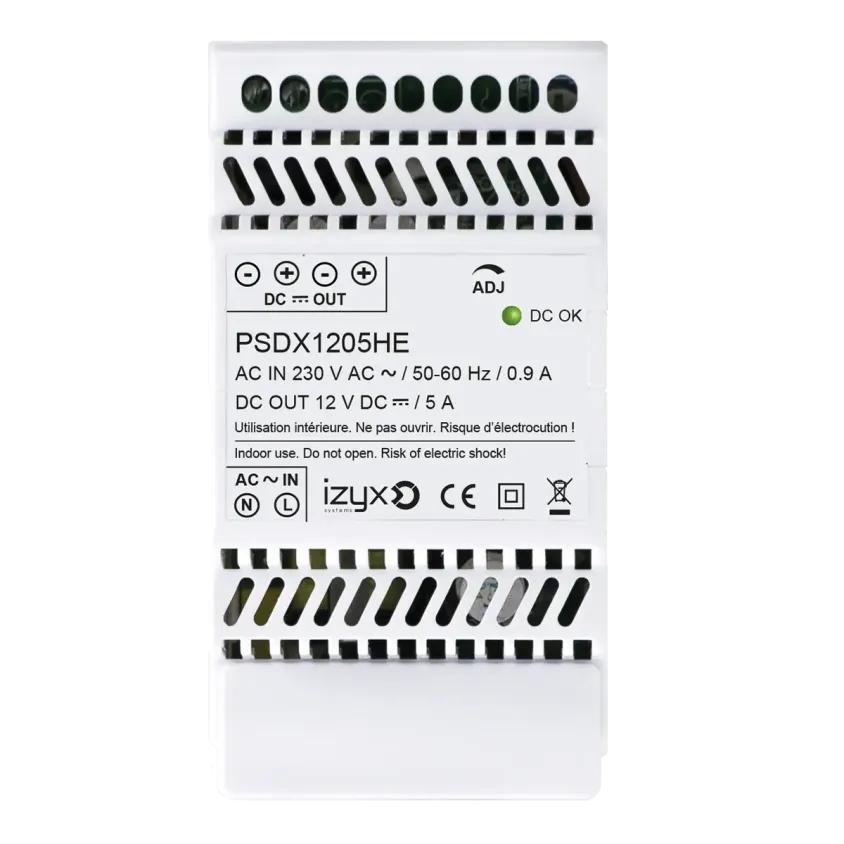 [PSDX1205HE] (PSDX1205HE) Alimentation rail DIN 3M 230V AC / 12V DC (12-14V) / 5A