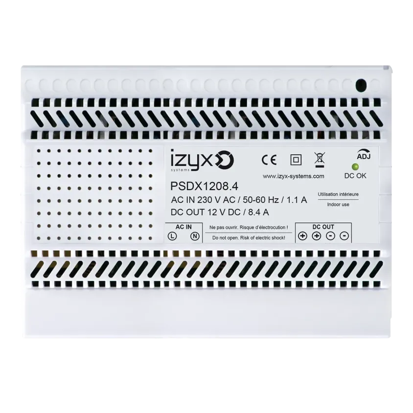 (PSDX1208.4) Alimentation rail DIN 7M 230V AC / 12V DC (12-14V) / 8,4A