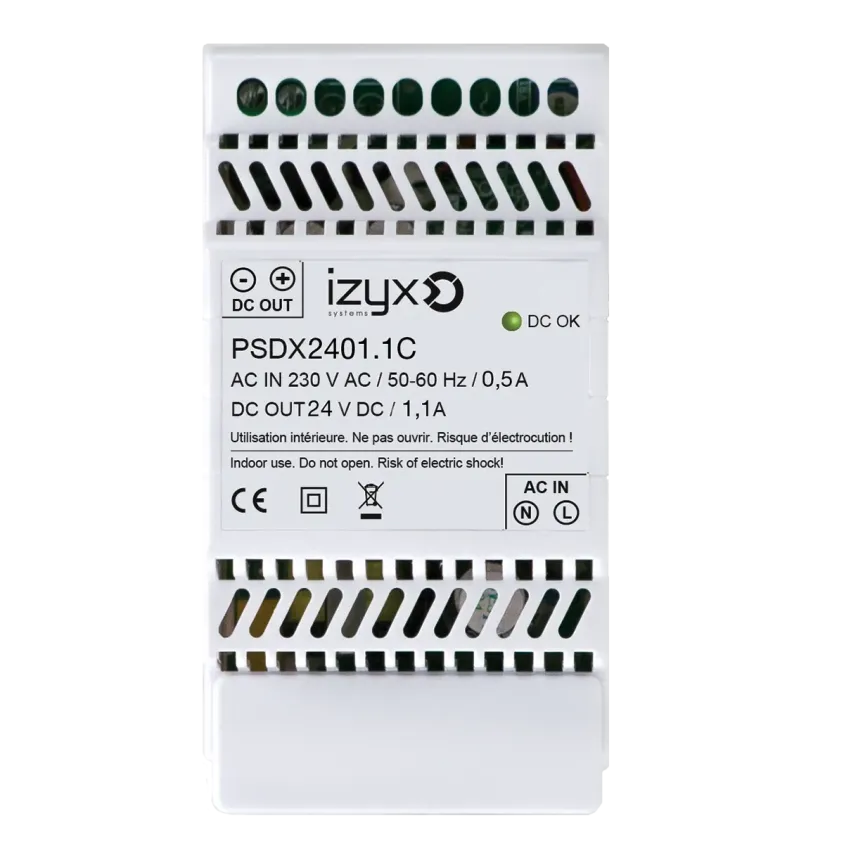 (PSDX2401.1C) Alimentation chargeur rail DIN 3M 230V AC / 24V DC (27,6V) / 1,1A
