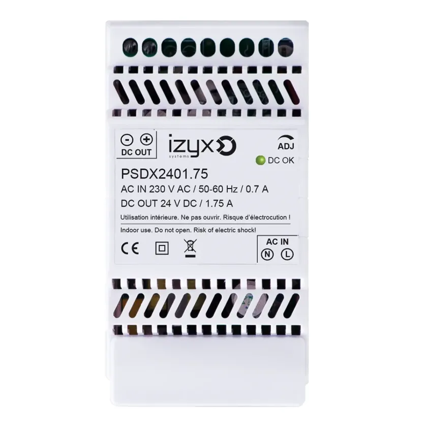 (PSDX2401.75) Alimentation rail DIN 3M 230V AC / 27,6V DC (24-28V) / 1,75A
