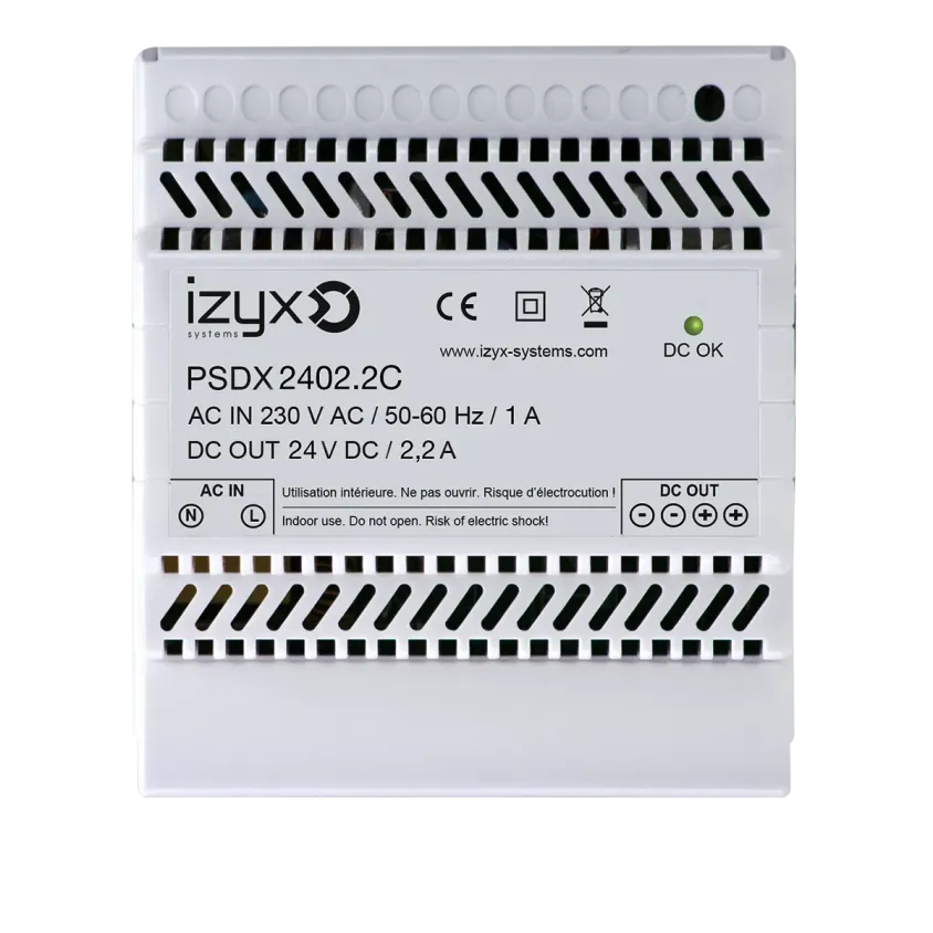 (PSDX2402.2C) Alimentation chargeur rail DIN 5M 230V AC / 24V DC (27,6V) / 2,2A