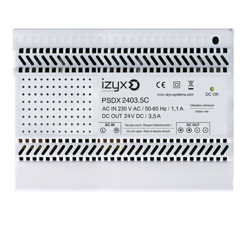 (PSDX2403.5C) Alimentation chargeur rail DIN 7M 230V AC / 24V DC (27,6V) / 3,5A