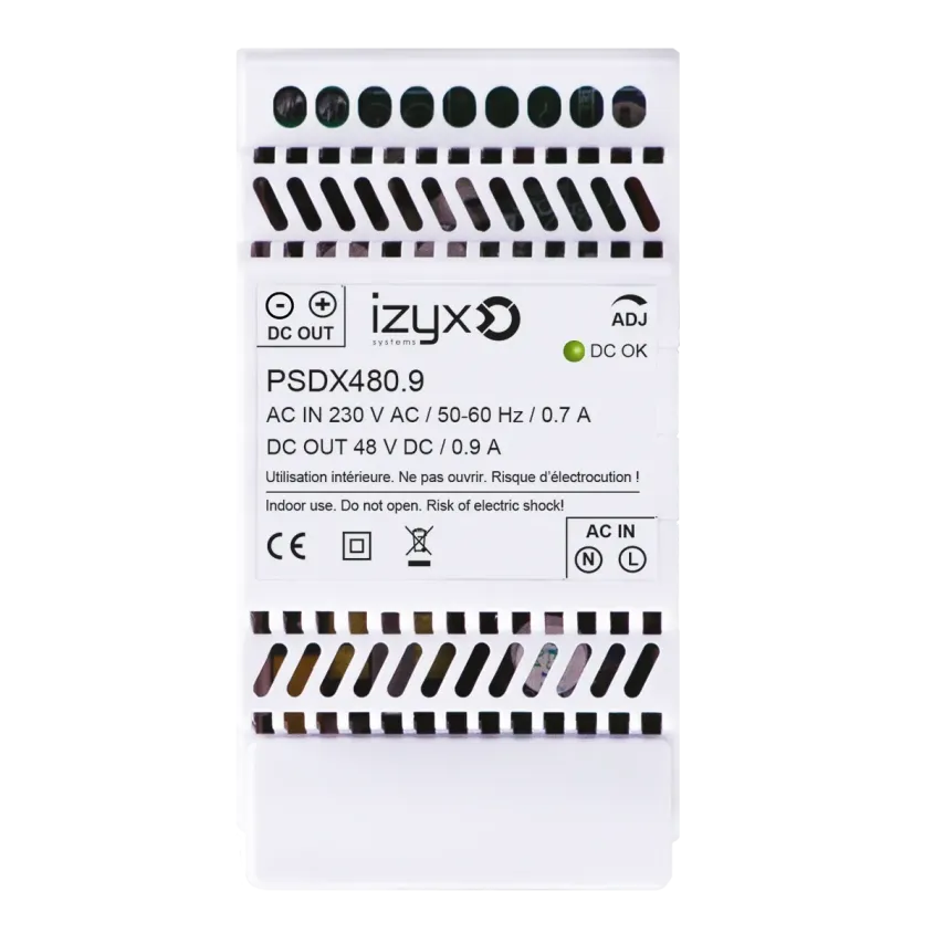 (PSDX480.9) Alimentation rail DIN 3M 230V AC / 48V DC (48-56V) / 0,9A
