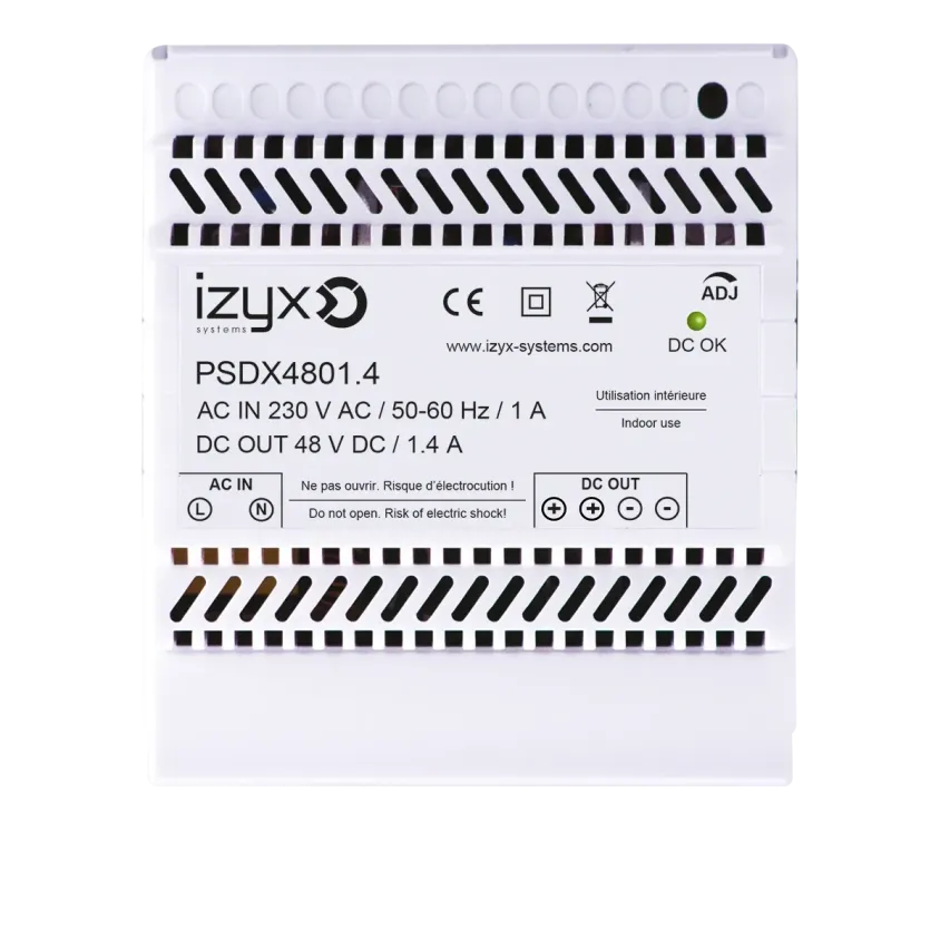 (PSDX4801.4) Alimentation rail DIN 5M 230V AC / 48V DC (48-56V) / 1,4A