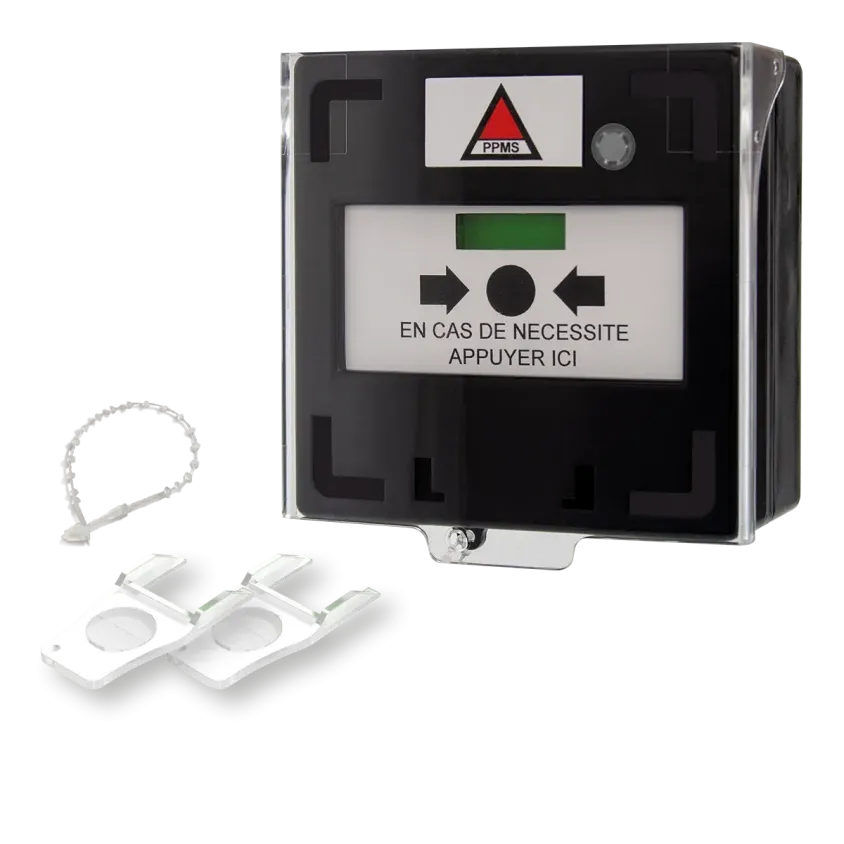 (RCP100BK) Déclencheur manuel noir 1 contact Reset façade + capot, 2 clés, scellé