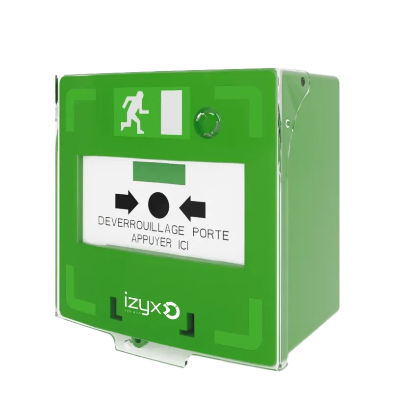 (RCP100G) Déclencheur manuel vert 1 contact Reset façade + capot, 2 clés, scellé