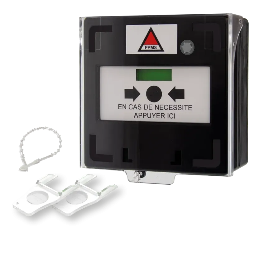 (RCP300BK) Déclencheur manuel noir 3 contacts Reset façade + capot, 2 clés, scellé