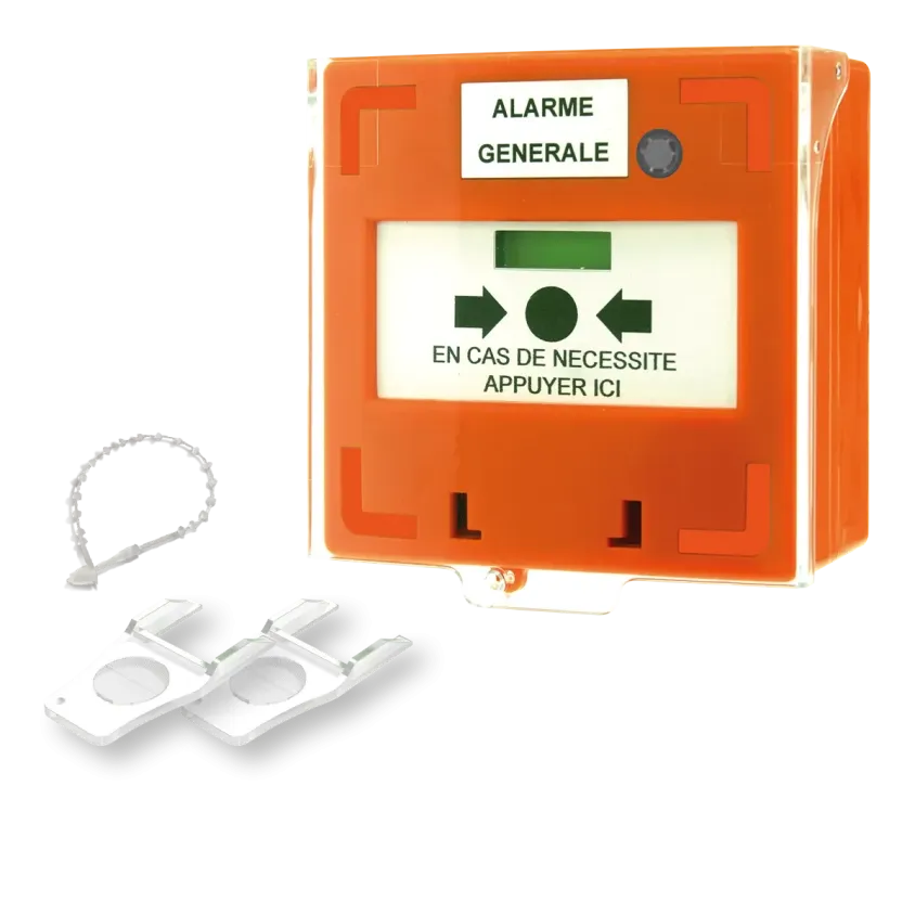 (RCP300OR) Déclencheur manuel orange 3 contacts Reset façade + capot, 2 clés, scellé