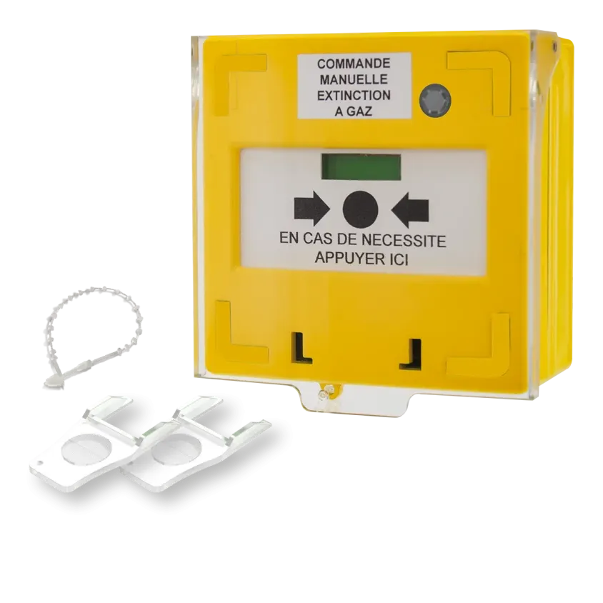 (RCP300Y) Déclencheur manuel jaune 3 contacts Reset façade + capot, 2 clés, scellé