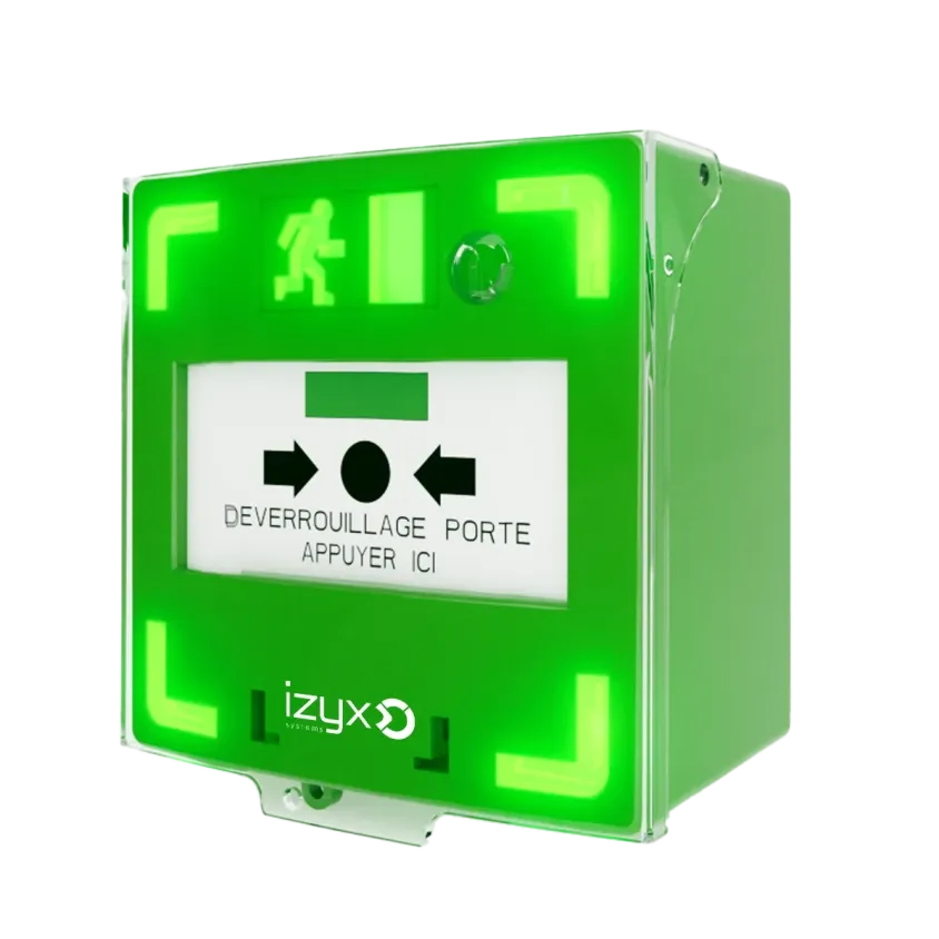 (RCP310G) Déclen manuel vert 3 cts LED/buz 12/24/48V DC Reset façade+capot,2 clés,scellé