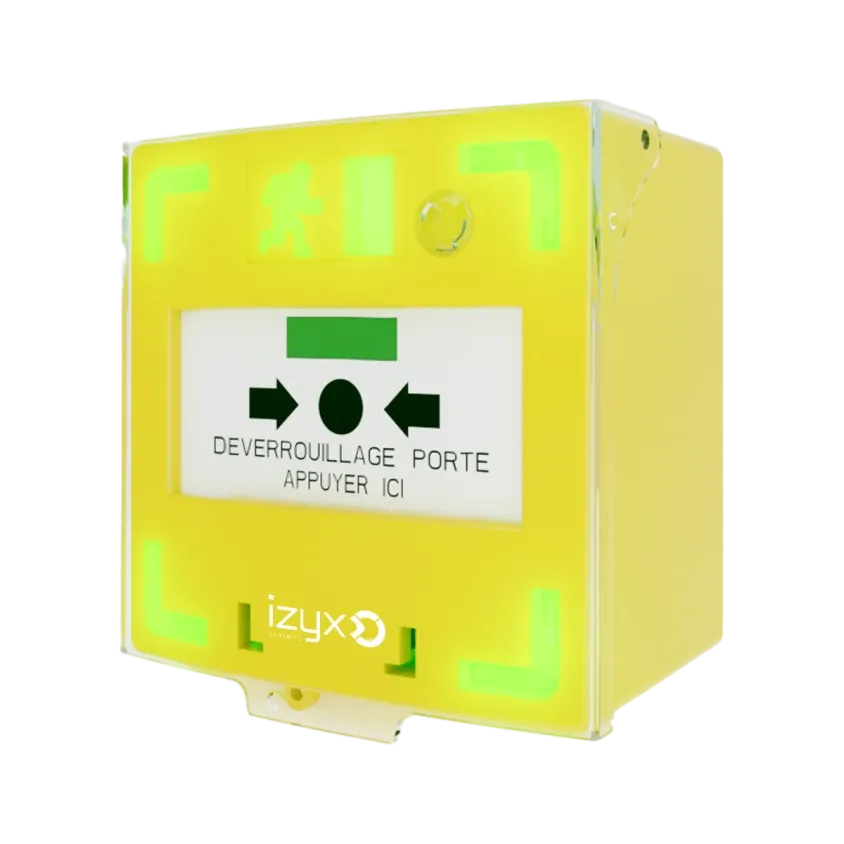 (RCP310Y) Déclen manuel jaune 3 cts LED/buz 12/24/48V DC Reset façade+capot,2 clés,scellé