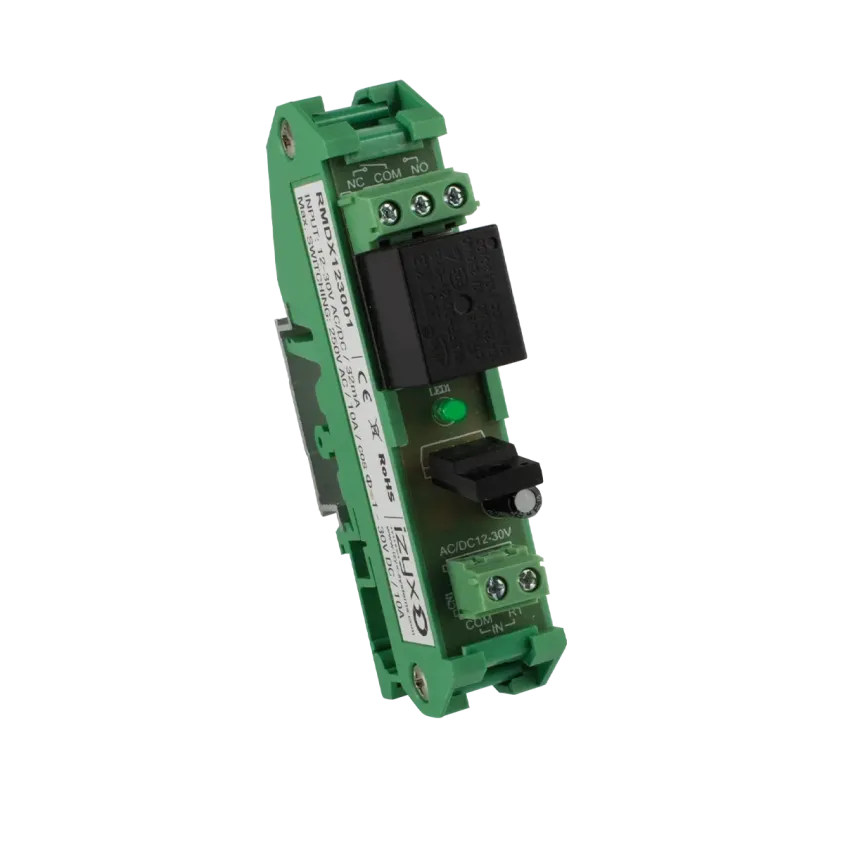 (RMDX123001) Relais rail DIN 12-30V AC/DC 1 relais / 1 LED Max. 250V AC / 10A - 30V DC / 10A