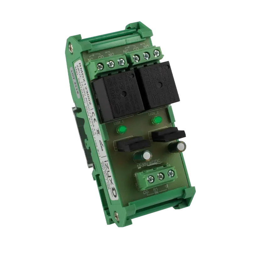 (RMDX123002) Relais rail DIN 12-30V AC/DC 2 relais / 2 LEDs Max. 250V AC / 10A - 30V DC / 10A