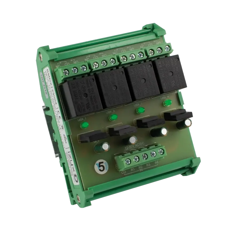 (RMDX123004) Relais rail DIN 12-30V AC/DC 4 relais / 4 LEDs Max. 250V AC / 10A - 30V DC / 10A