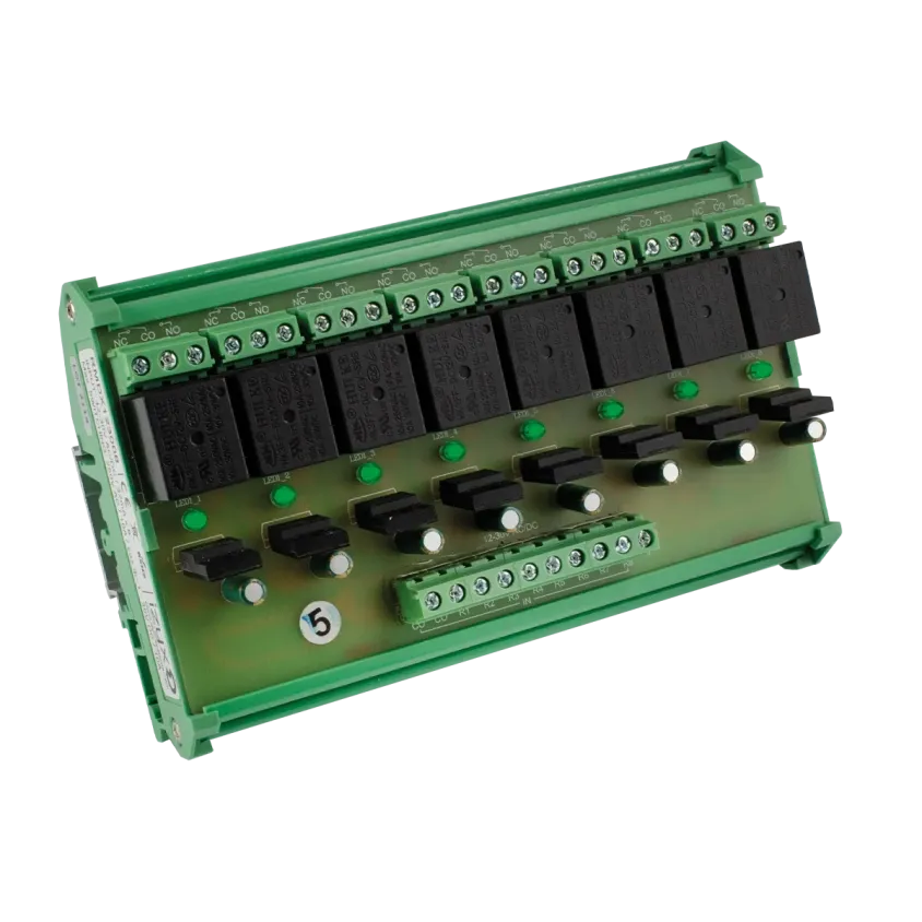 (RMDX123008) Relais rail DIN 12-30V AC/DC 8 relais / 8 LEDs Max. 250V AC / 10A - 30V DC / 10A