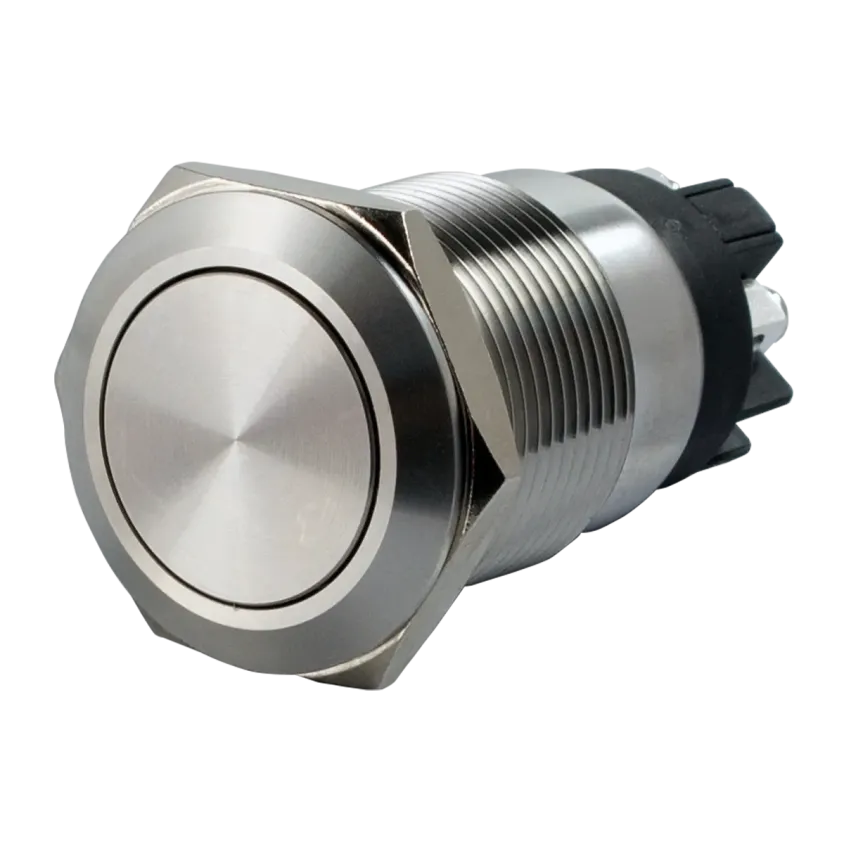 (SS19) Bouton poussoir acier inox diam. 19 mm Contact NO+NC (V)