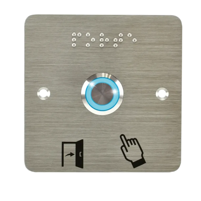 (SS19B12WP201) Bouton poussoir acier inox d=19 mm Halo bleu 12V AC/DC Contact NO+NC (F)+SSP201