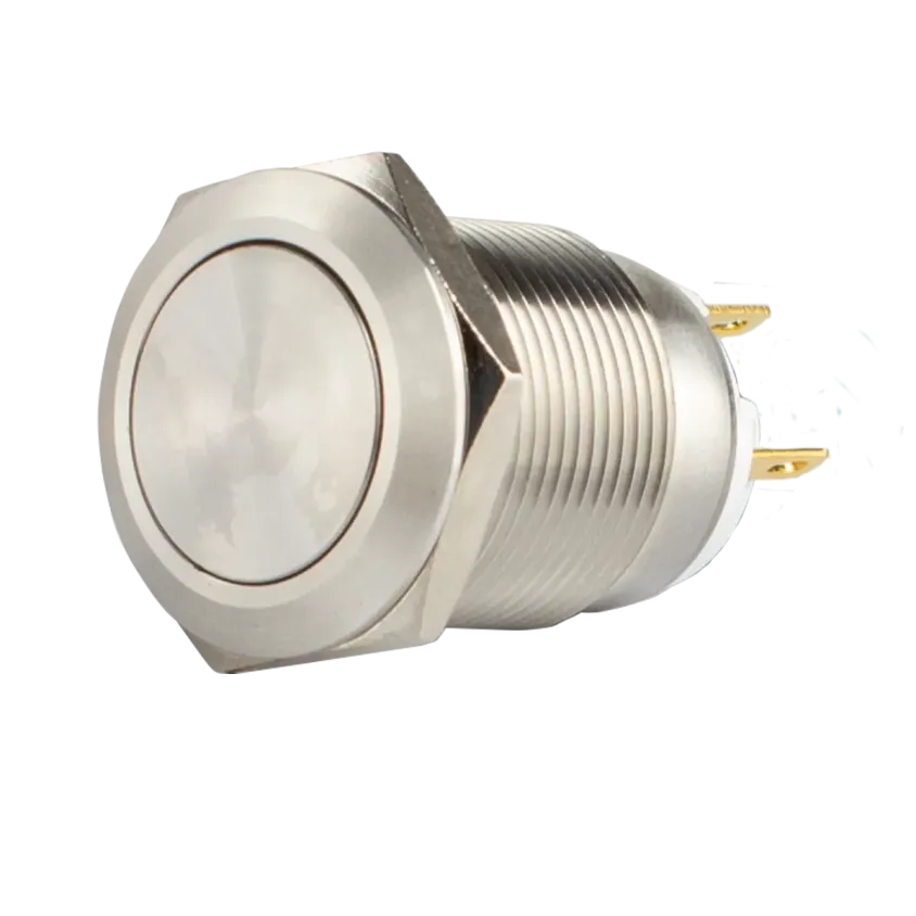 (SS19C) Bouton poussoir acier inox d= 19 mm Contact NO+NC (C)