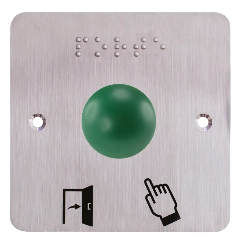 (SS19D32P201) Bouton poussoir ergonomique dome vert Contact NO+NC Plaque 80 x 80 mm