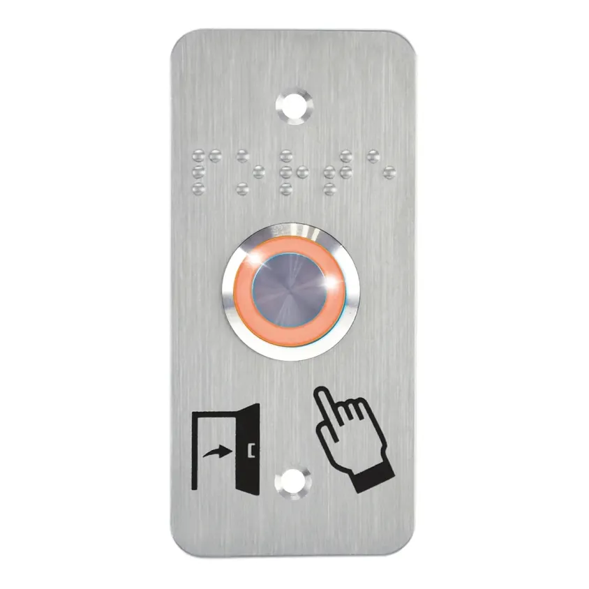 (SS19O12CP101) Bouton poussoir acier inox d=19mm Halo orange 12V AC/DC Contact NO+NC (C)+SSP101