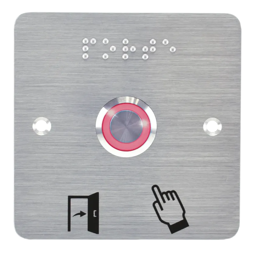 (SS19R12CP201) Bouton poussoir acier inox d=19 mm Halo rouge 12V AC/DC Contact NO+NC (C)+SSP201