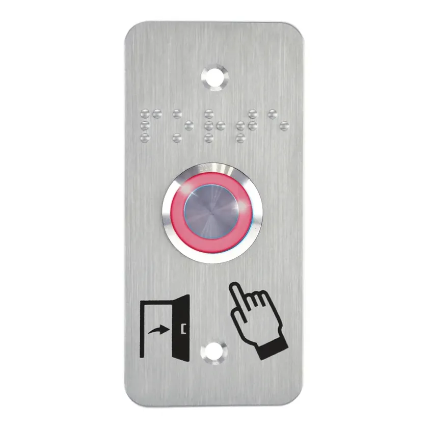 (SS19R12WP101) Bouton poussoir acier inox d=19 mm Halo rouge 12V AC/DC Contact NO+NC (F)+SSP101