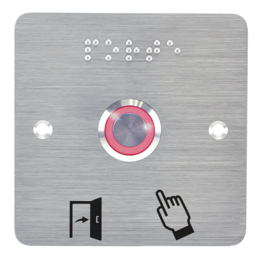 (SS19R12WP201) Bouton poussoir acier inox d=19 mm Halo rouge 12V AC/DC Contact NO+NC (F)+SSP201